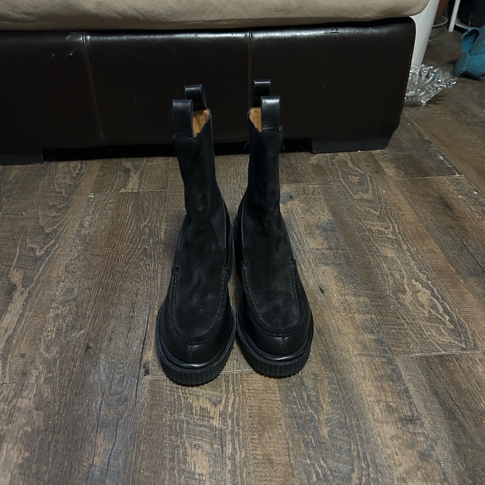 Rag & Bone Sloane Chelsea boots in black suede and leather wedge Size 39.5 (8.5) - Picture 4 of 10